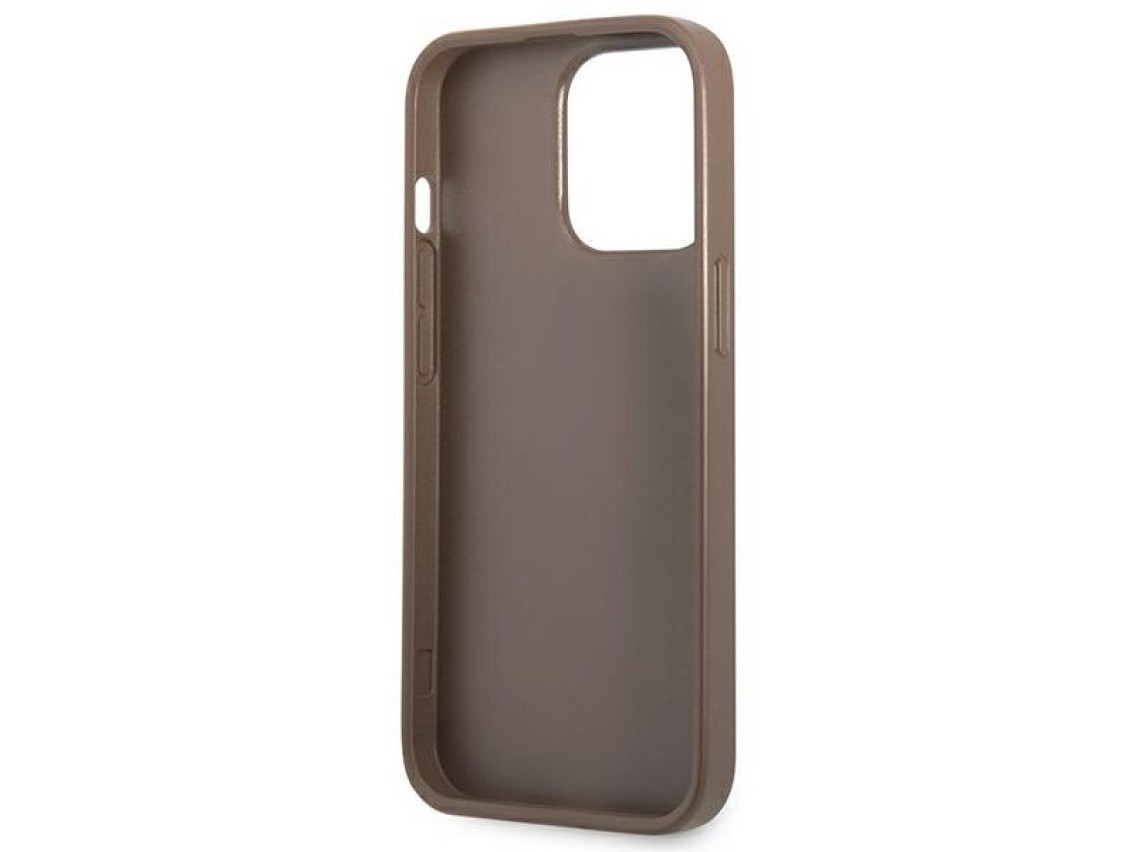 Funda Guess 4G con logo triangular y ranura para tarjetas para iPhone 13 Pro / 13 - Marrón