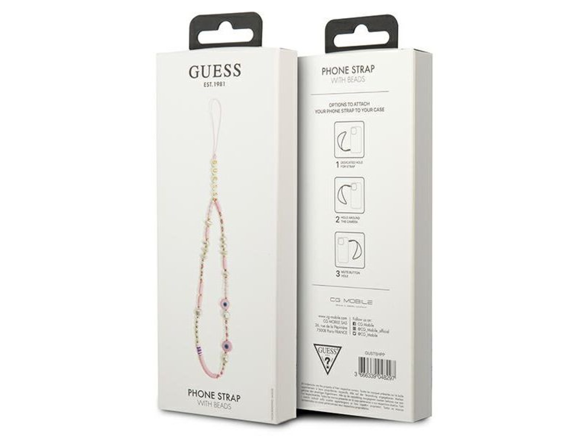 Guess pendant GUSTSHPP Phone Strap pink/pink Beads Shell