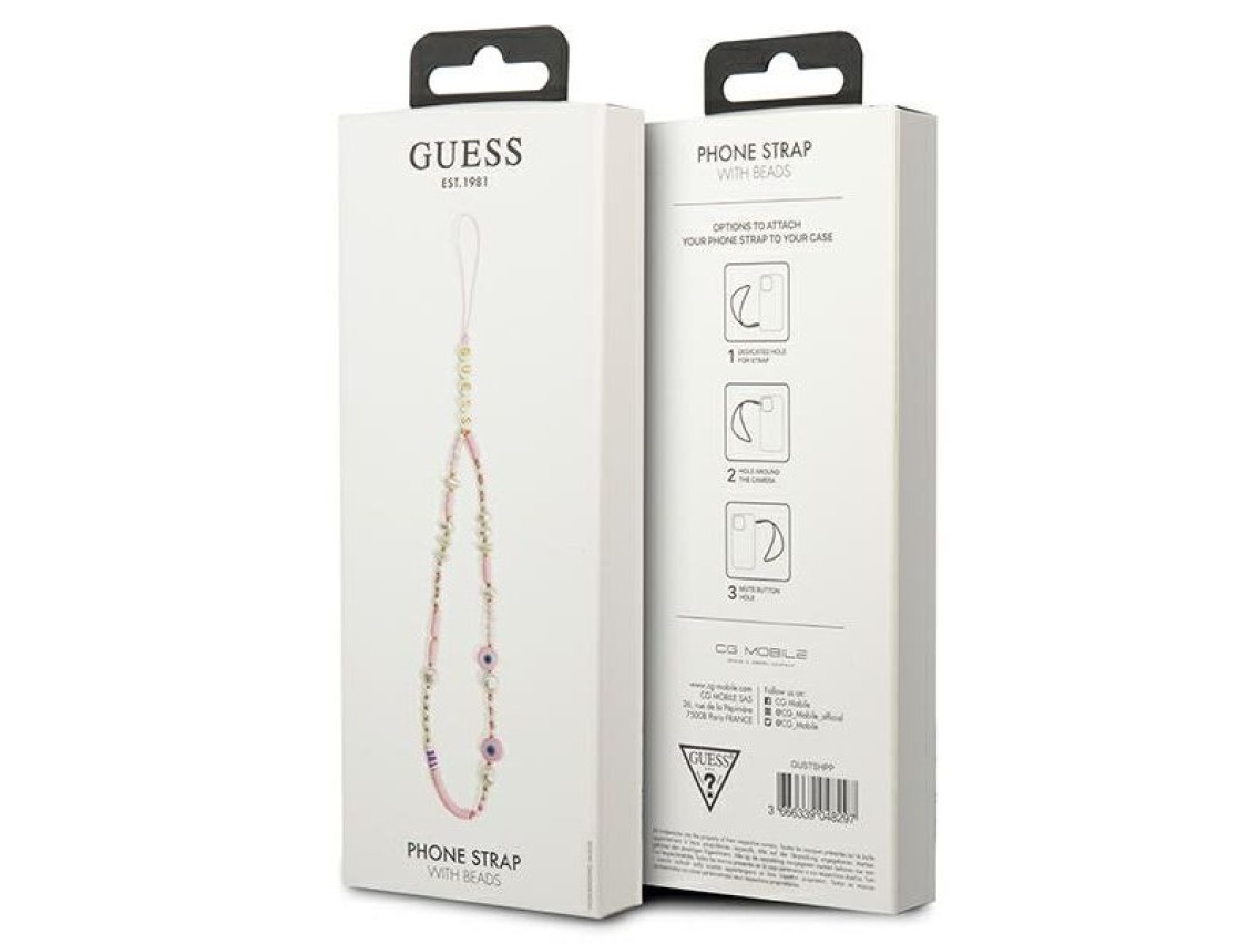 Guess pendant GUSTSHPP Phone Strap pink/pink Beads Shell