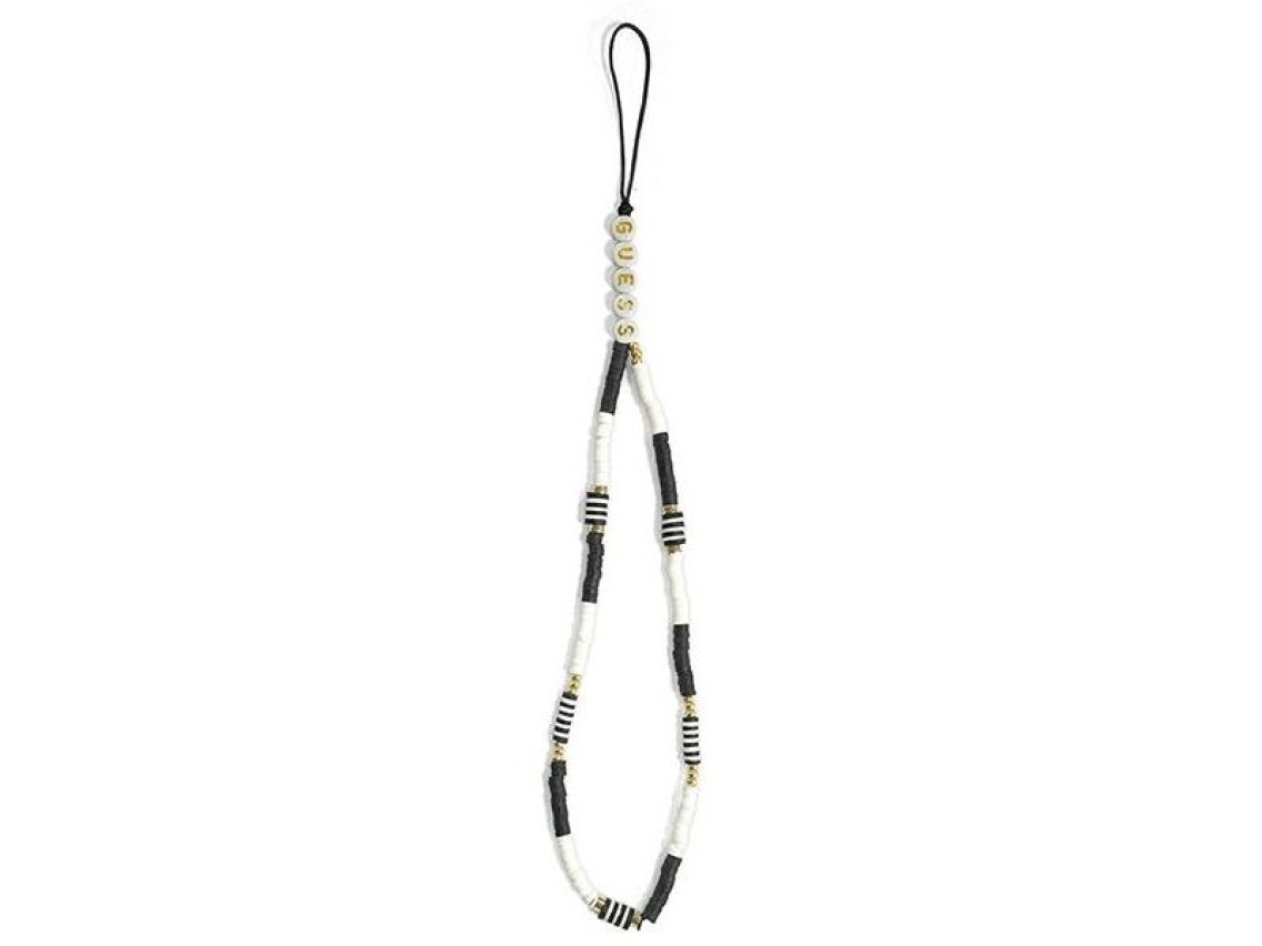 Pingente Guess GUSTBCKH Al�a para Celular preta e branca/preta e branca com mi�angas Heishi
