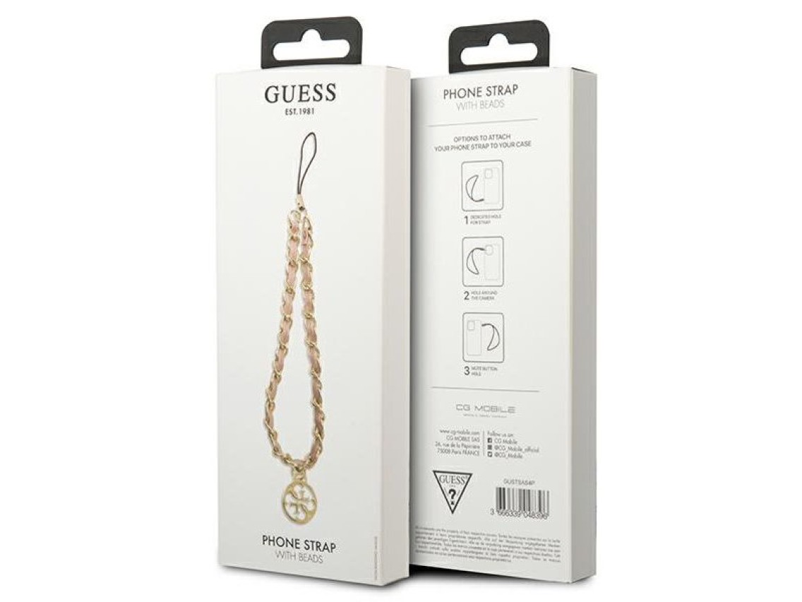 Guess pendant GUTSAS4P Phone Strap pink/pink Chain Metal 4G Charm