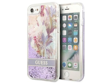 Guess Flower Liquid Glitter case for iPhone SE 2022 / SE 2020 / 7 / 8 - purple Guess Flower Liquid Glitter case for iPhone SE 2022 / SE 2020 / 7 / 8 - purple