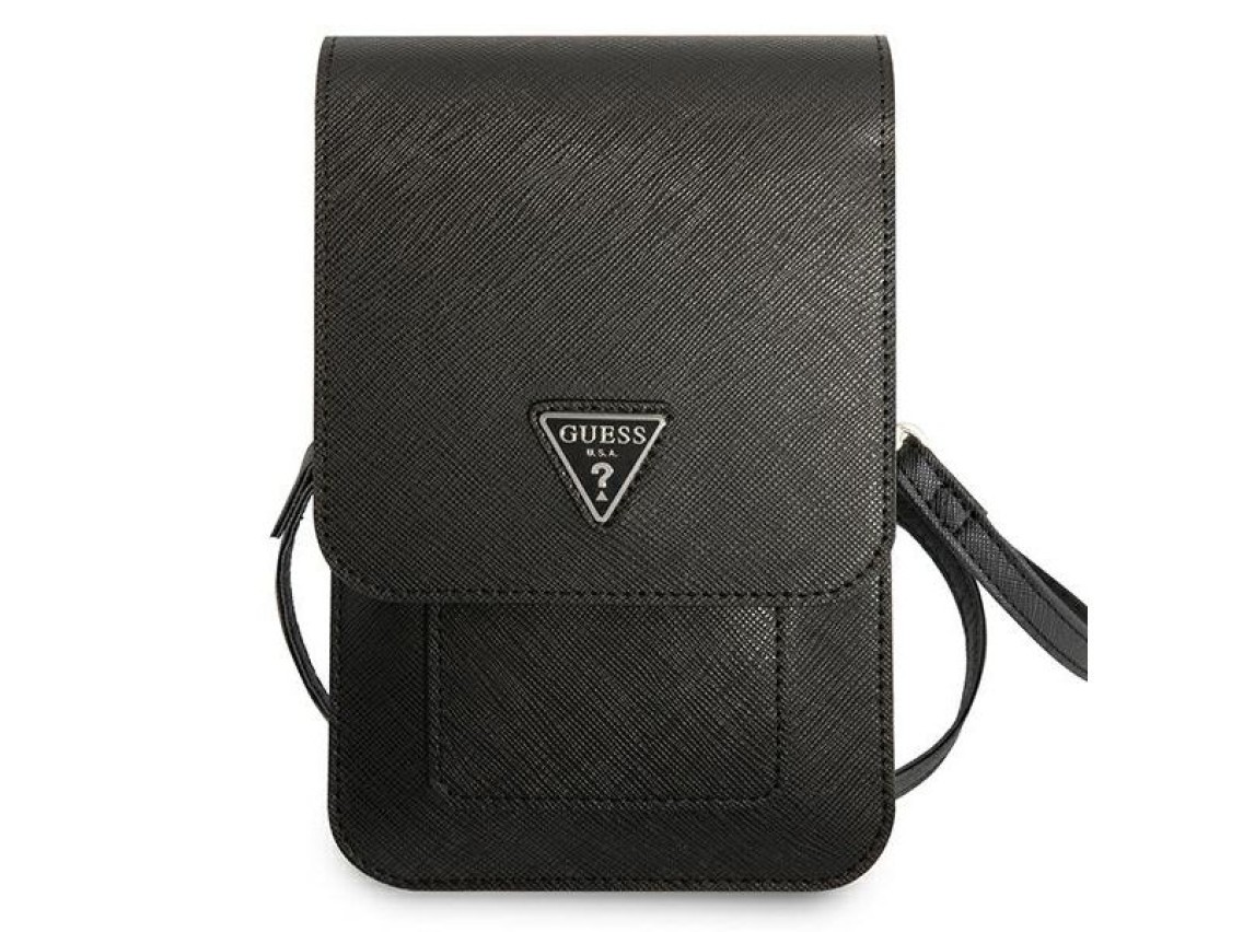 Guess Handbag GUWBSATMBK black / black Saffiano Triangle