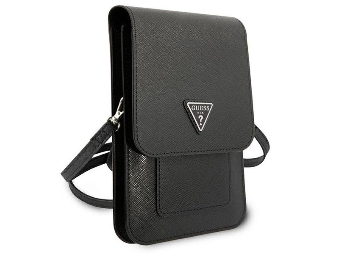 Guess Handbag GUWBSATMBK black / black Saffiano Triangle