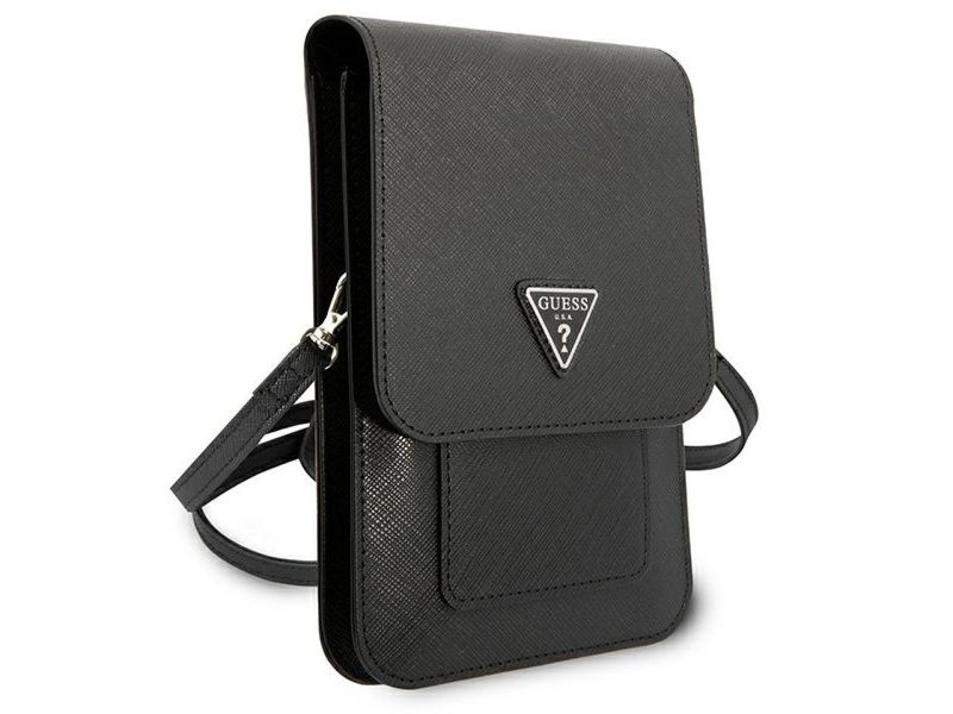 Guess Handbag GUWBSATMBK black / black Saffiano Triangle