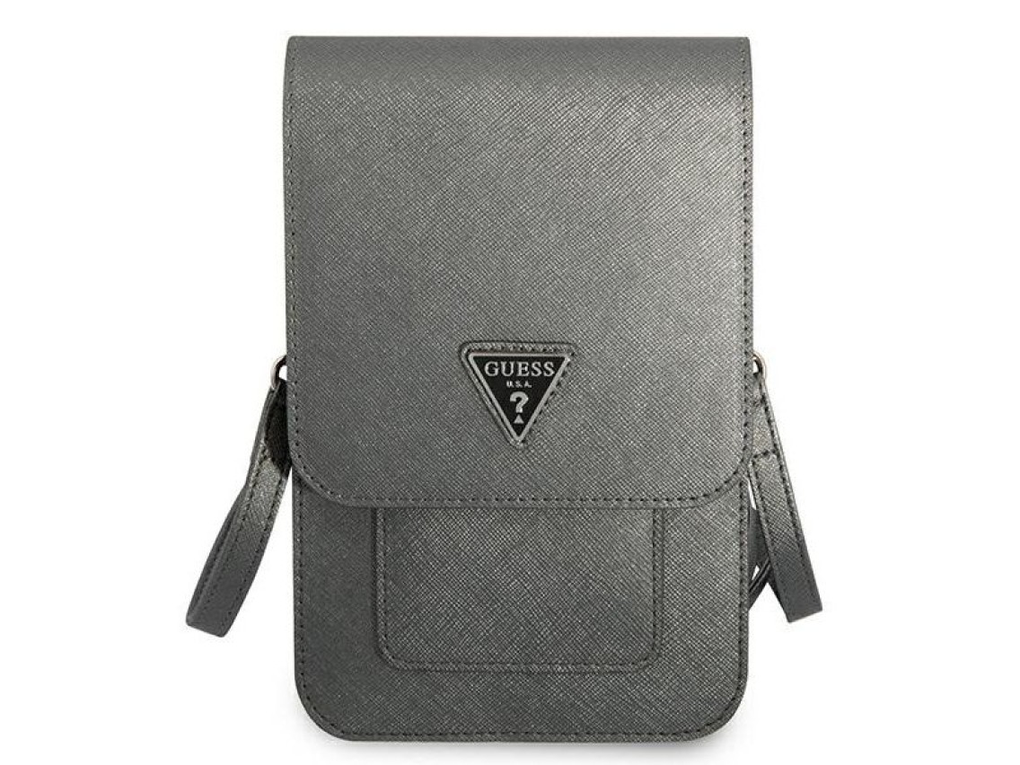 Bolso Guess GUWBSATMGR gris / triángulo Saffiano gris