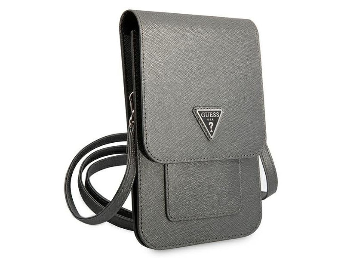 Bolso Guess GUWBSATMGR gris / triángulo Saffiano gris