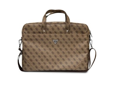 Guess Saffiano 4G Triangle Logo bag for a 16'' laptop - brown Guess Saffiano 4G Triangle Logo bag for a 16'' laptop - brown