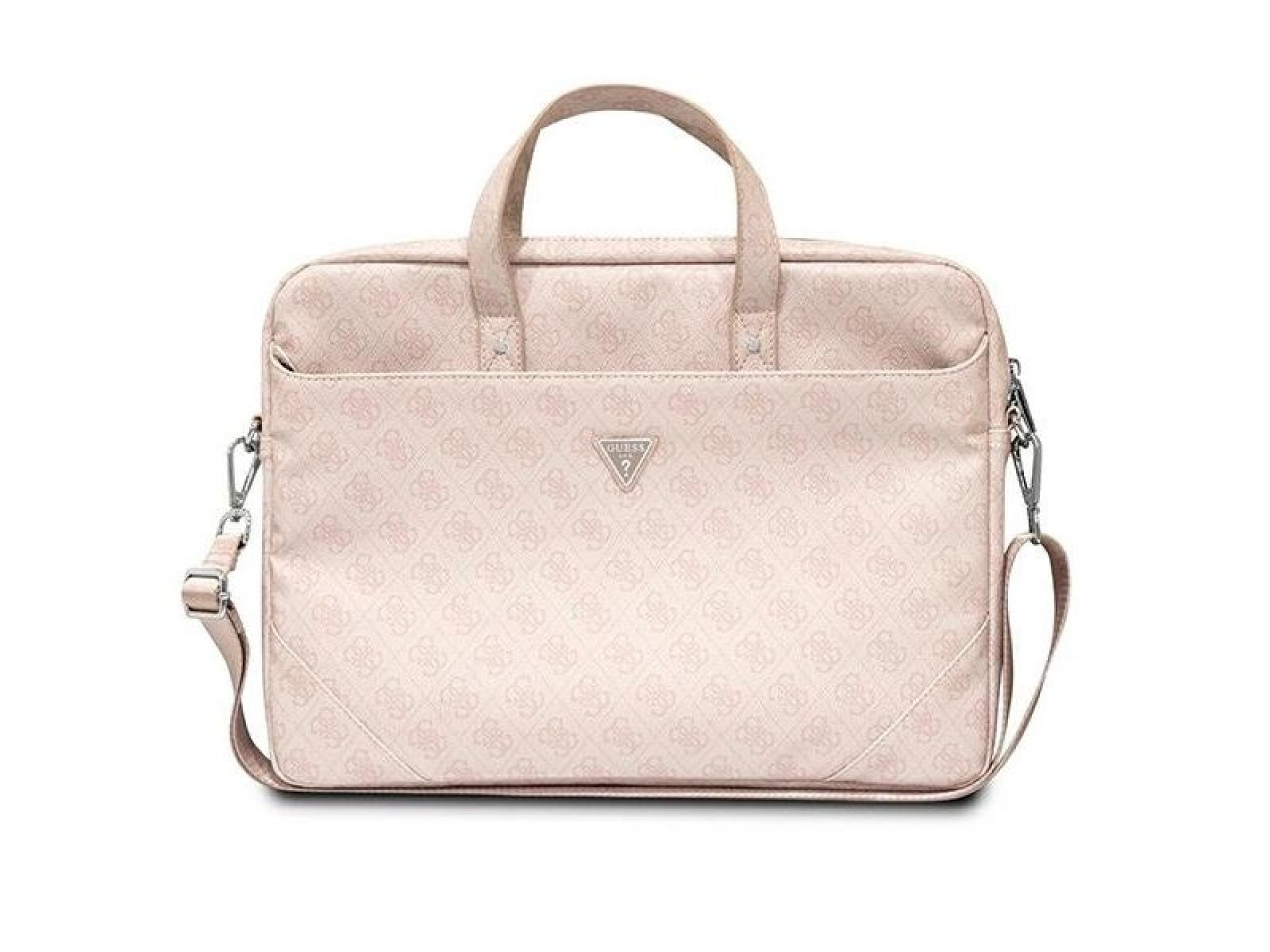 Mochila Guess Saffiano 4G com logo triangular para laptop de 16 polegadas - rosa