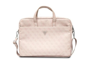 Guess Saffiano 4G Triangle Logo bag for a 16'' laptop - pink Guess Saffiano 4G Triangle Logo bag for a 16'' laptop - pink