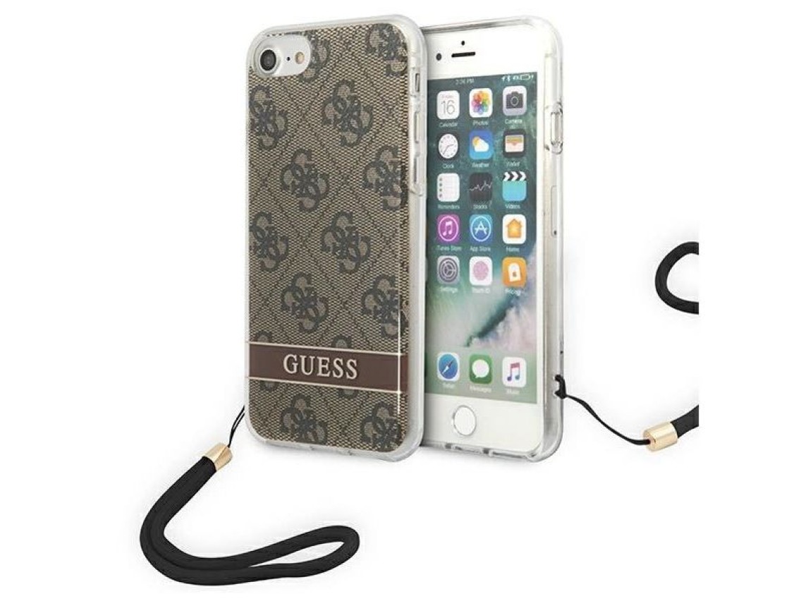Guess GUOHCI8H4STW iPhone SE 2022 / SE 2020 / 7/ 8 brown/brown hardcase 4G Print Strap