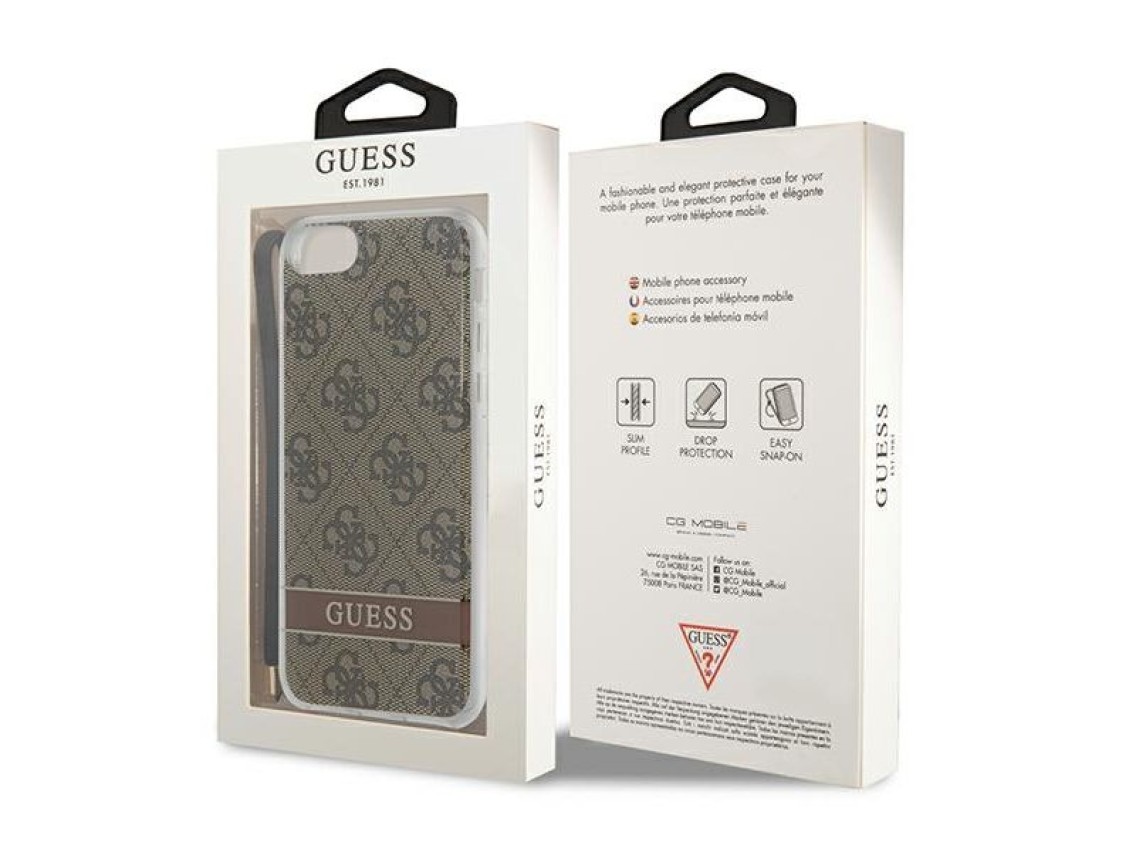 Guess GUOHCI8H4STW iPhone SE 2022 / SE 2020 / 7/ 8 brown/brown hardcase 4G Print Strap