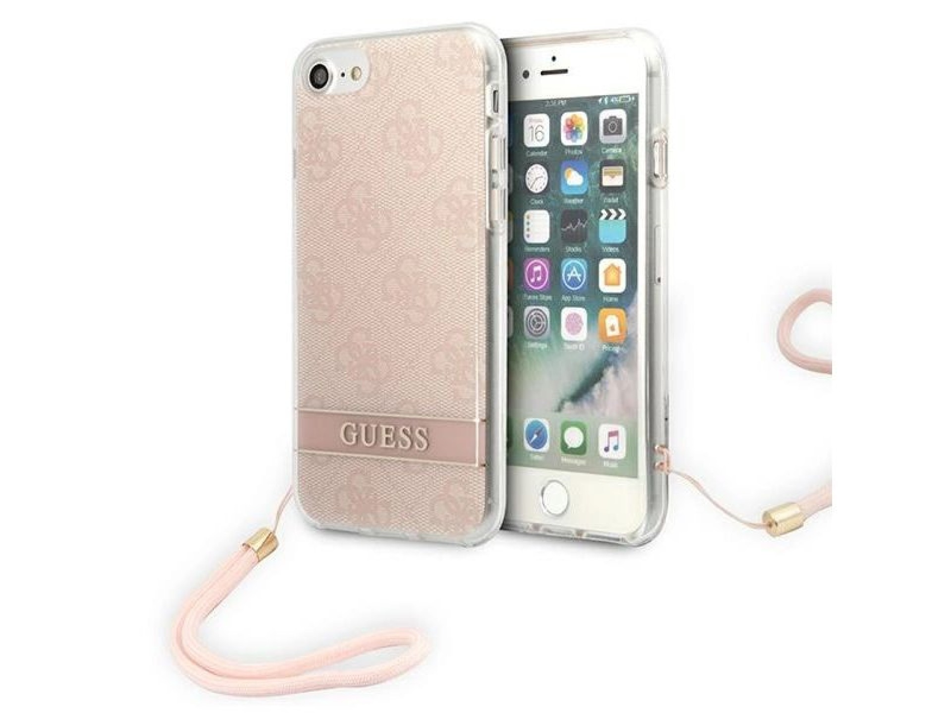 Guess GUOHCI8H4STP iPhone SE 2022 / SE 2020 / 7/ 8 pink/pink hardcase 4G Print Strap