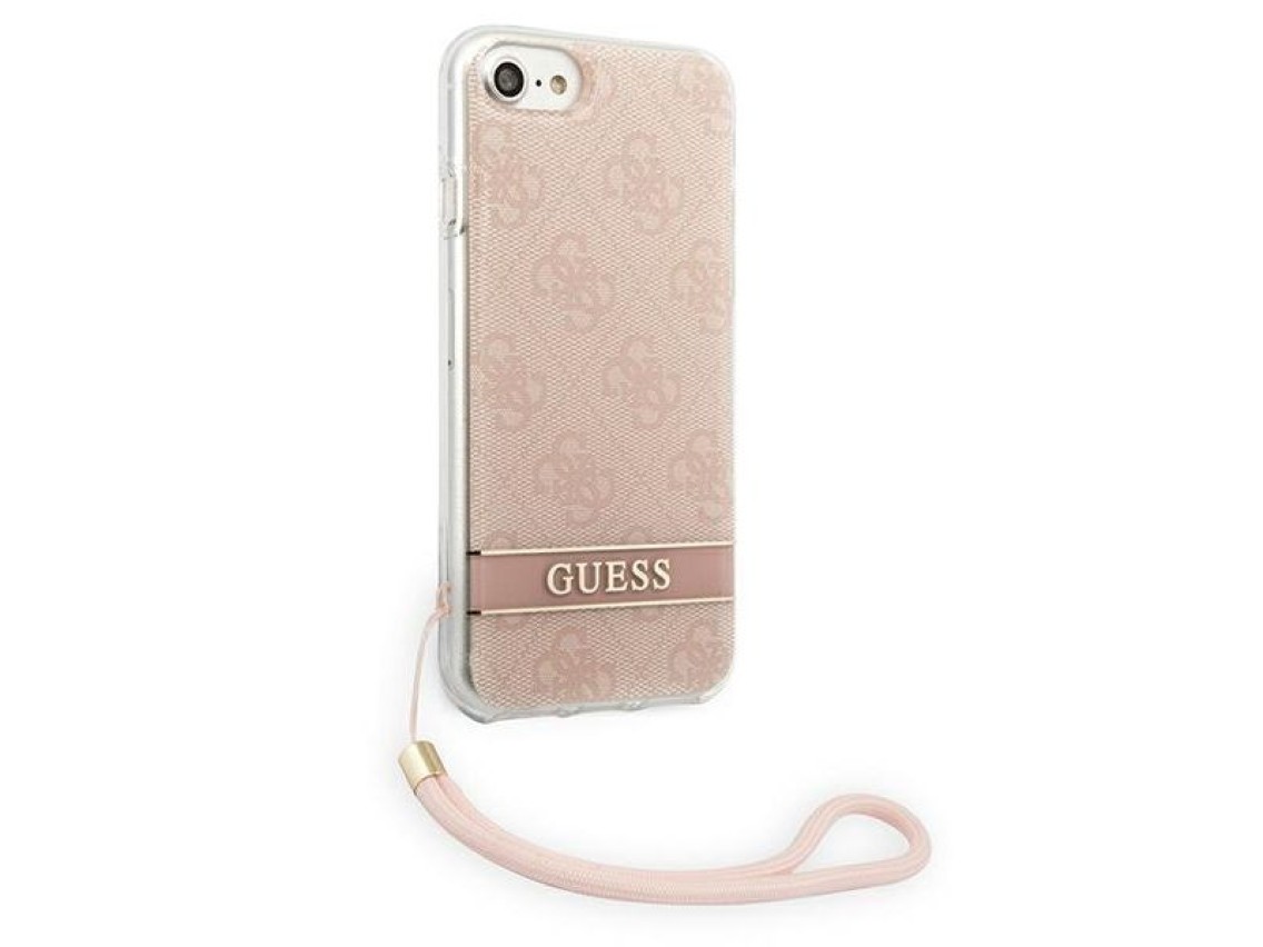 Guess GUOHCI8H4STP iPhone SE 2022 / SE 2020 / 7/ 8 pink/pink hardcase 4G Print Strap