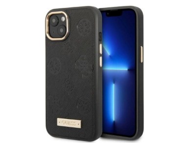 Capa rígida preta/preta Guess GUHMP13MSAPSTK para iPhone 13 de 6,1 polegadas com placa MagSafe e log Capa rígida preta/preta Guess GUHMP13MSAPSTK para iPhone 13 de 6,1 polegadas com placa MagSafe e log