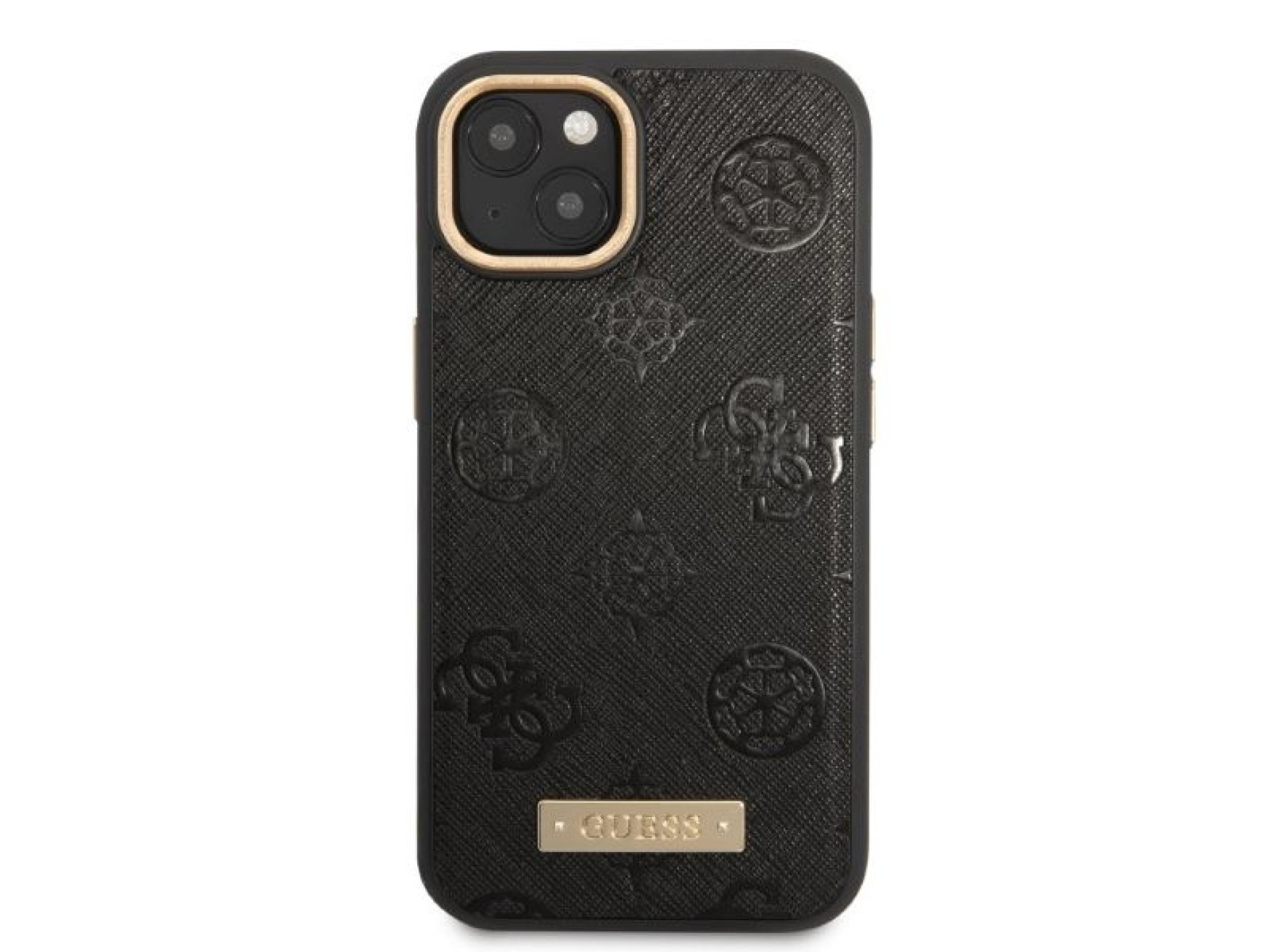 Capa rígida preta/preta Guess GUHMP13MSAPSTK para iPhone 13 de 6,1 polegadas com placa MagSafe e log