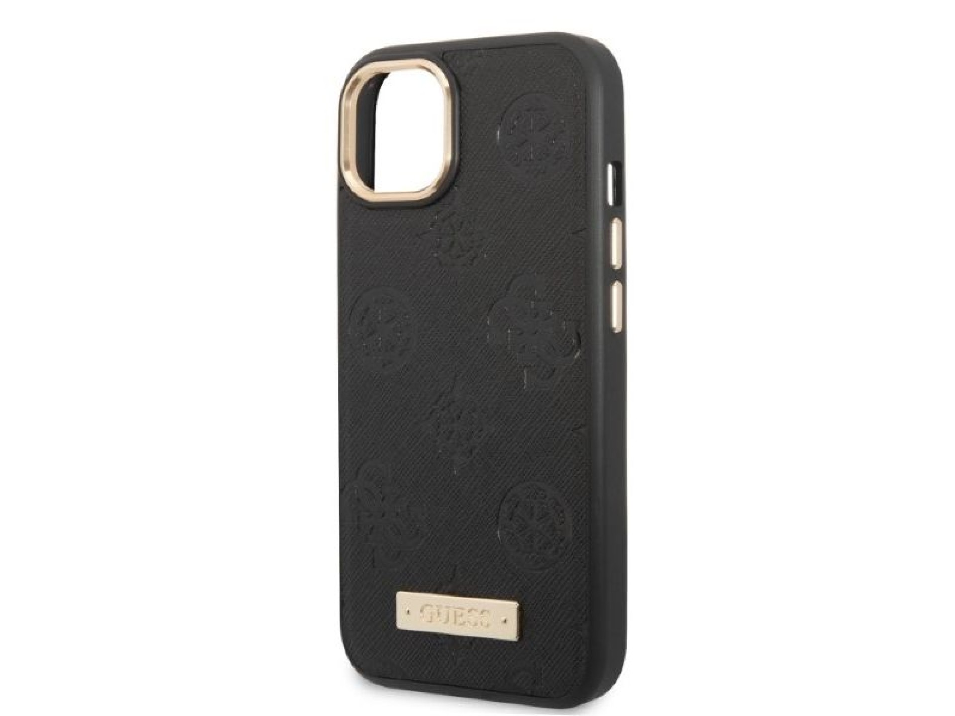 Capa rígida preta/preta Guess GUHMP13MSAPSTK para iPhone 13 de 6,1 polegadas com placa MagSafe e log
