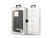 Funda rígida negra Guess GUHMP13LSAPSTK para iPhone 13 Pro / 13 de 6,1" con placa con logotipo de pe Funda rígida negra Guess GUHMP13LSAPSTK para iPhone 13 Pro / 13 de 6,1" con placa con logotipo de pe