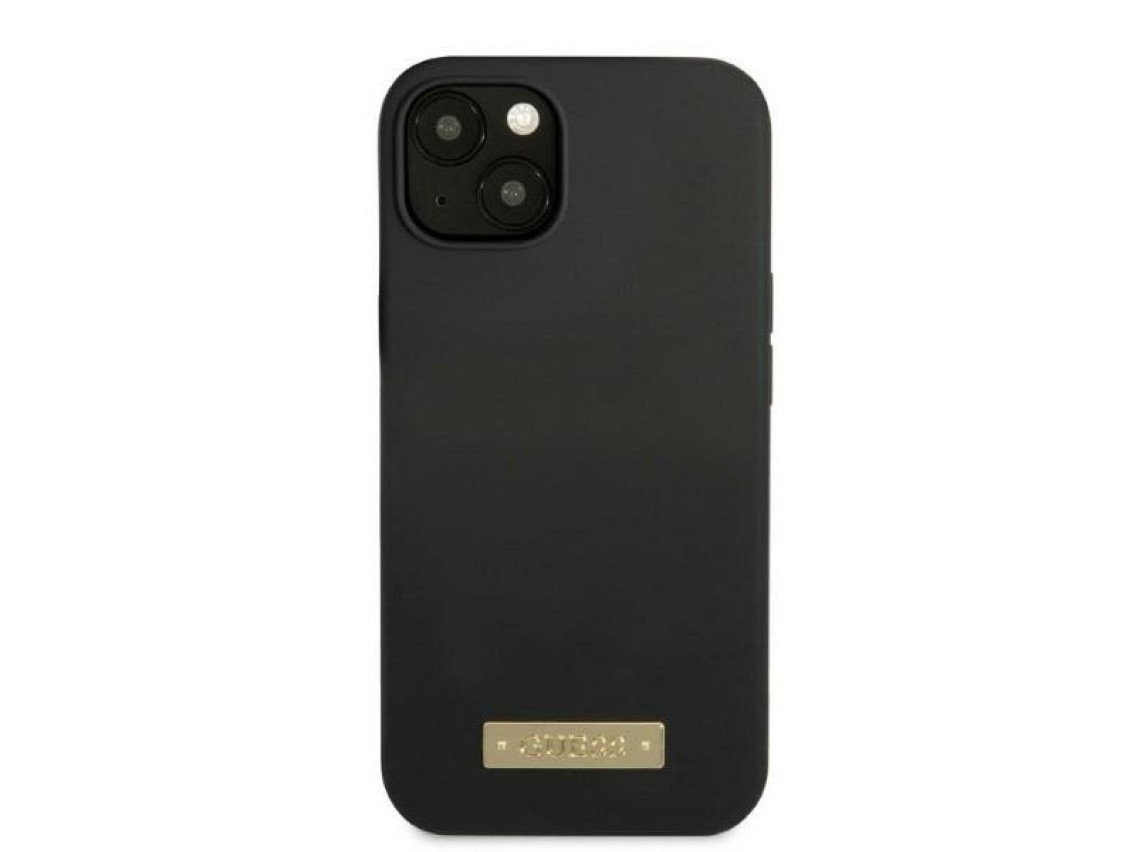 Funda rígida Guess GUHMP13MSPLK para iPhone 13 de 6,1" en color negro/negro, con placa de silicona y