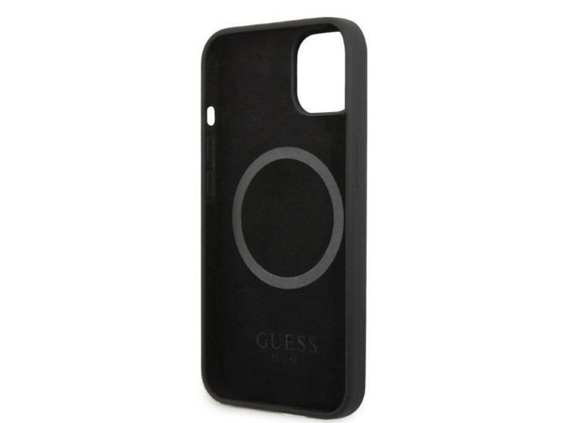 Funda rígida Guess GUHMP13MSPLK para iPhone 13 de 6,1" en color negro/negro, con placa de silicona y