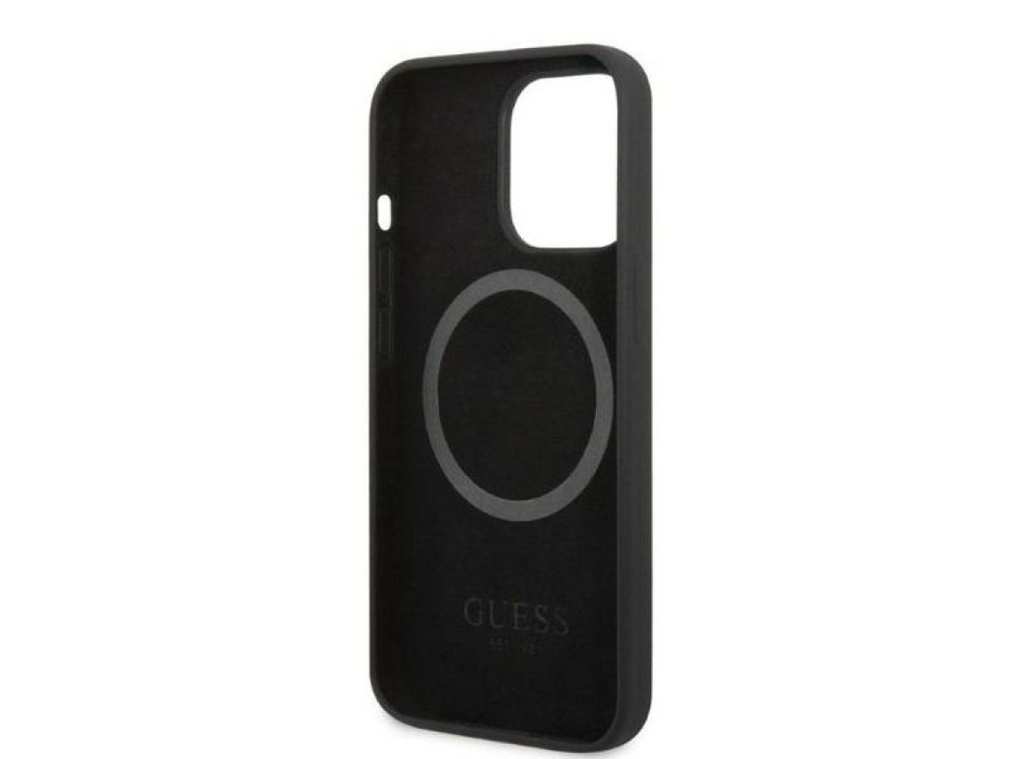 Guess GUHMP13LSPLK iPhone 13 Pro / 13 6.1" black/black hard case Silicone Logo Plate MagSafe