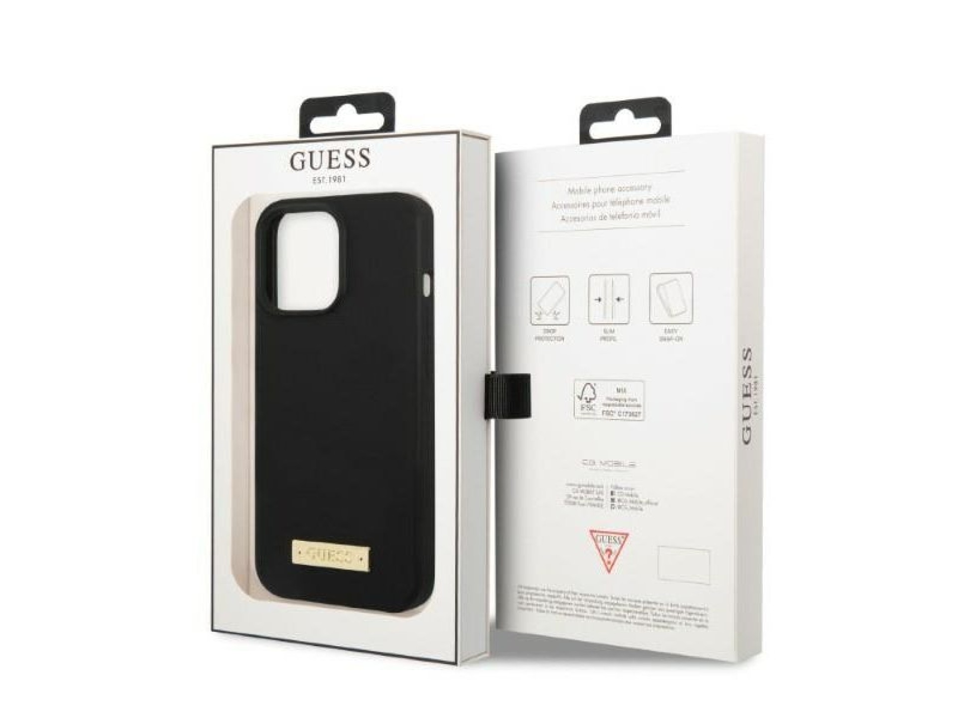 Capa rígida preta/preta Guess GUHMP13XSPLK para iPhone 13 Pro Max 6.7