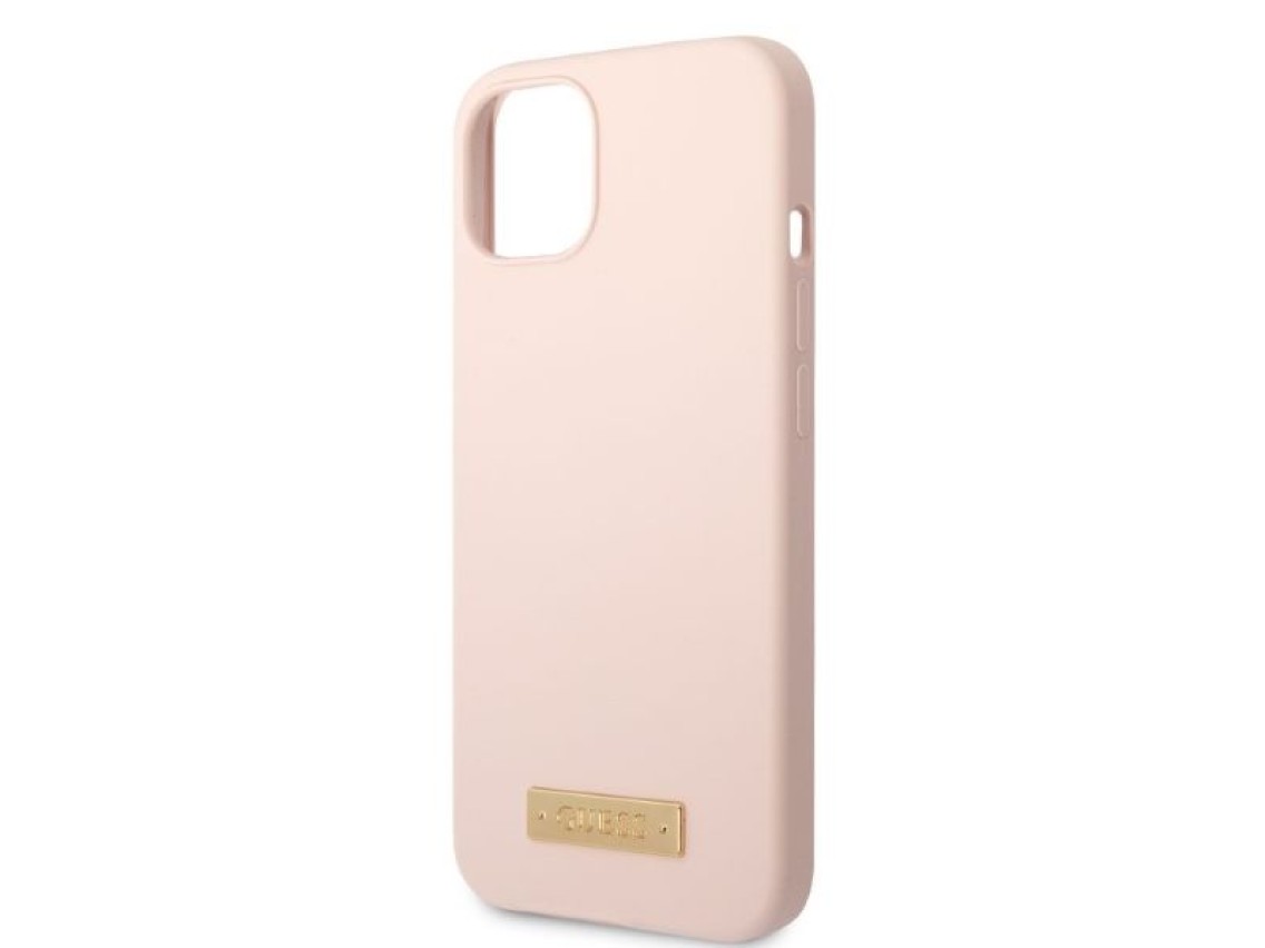 Guess GUHMP13MSBPLP iPhone 13 6.1" pink/pink hard case Silicone Logo Plate MagSafe