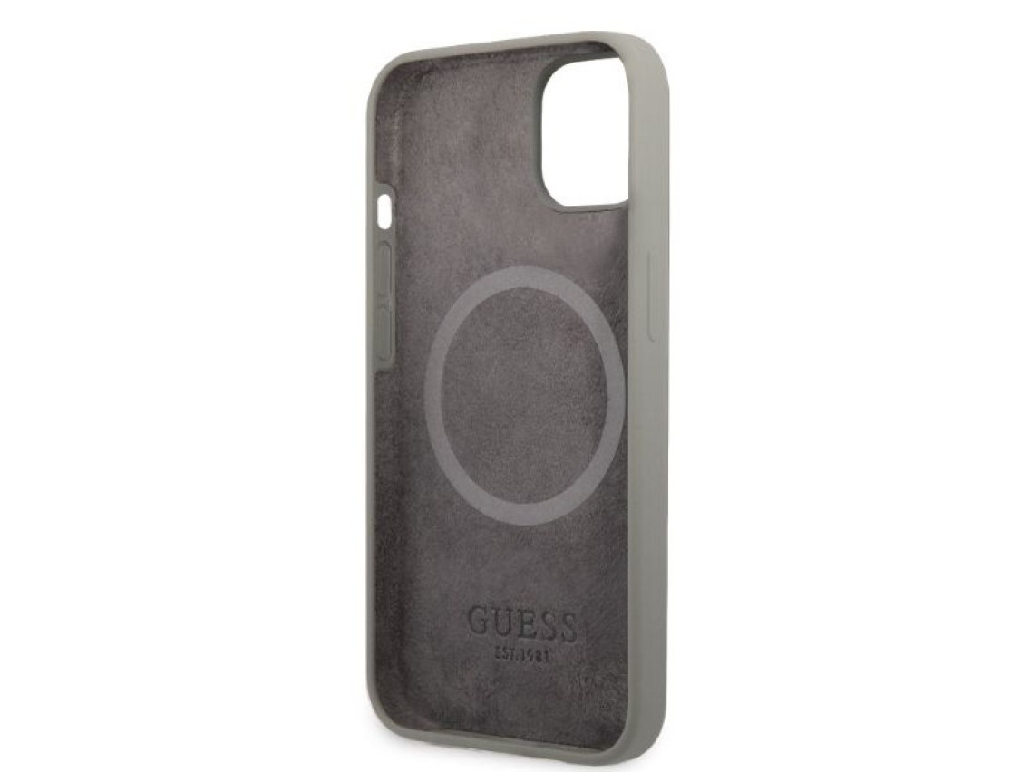 Capa r�gida Guess GUHMP13MSPLG para iPhone 13 de 6,1" cinza/cinza com placa de silicone com logotipo