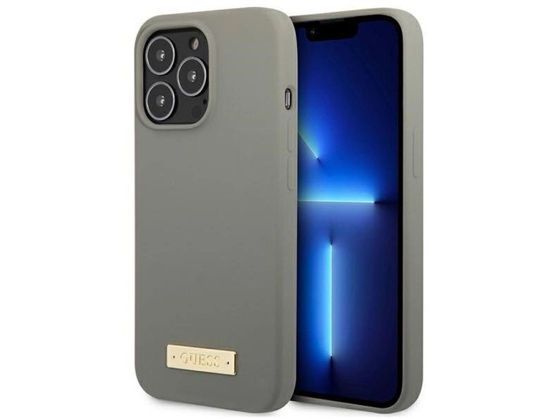 Guess GUHMP13XSPLG iPhone 13 Pro Max 6.7" grey/grey hard case Silicone Logo Plate MagSafe