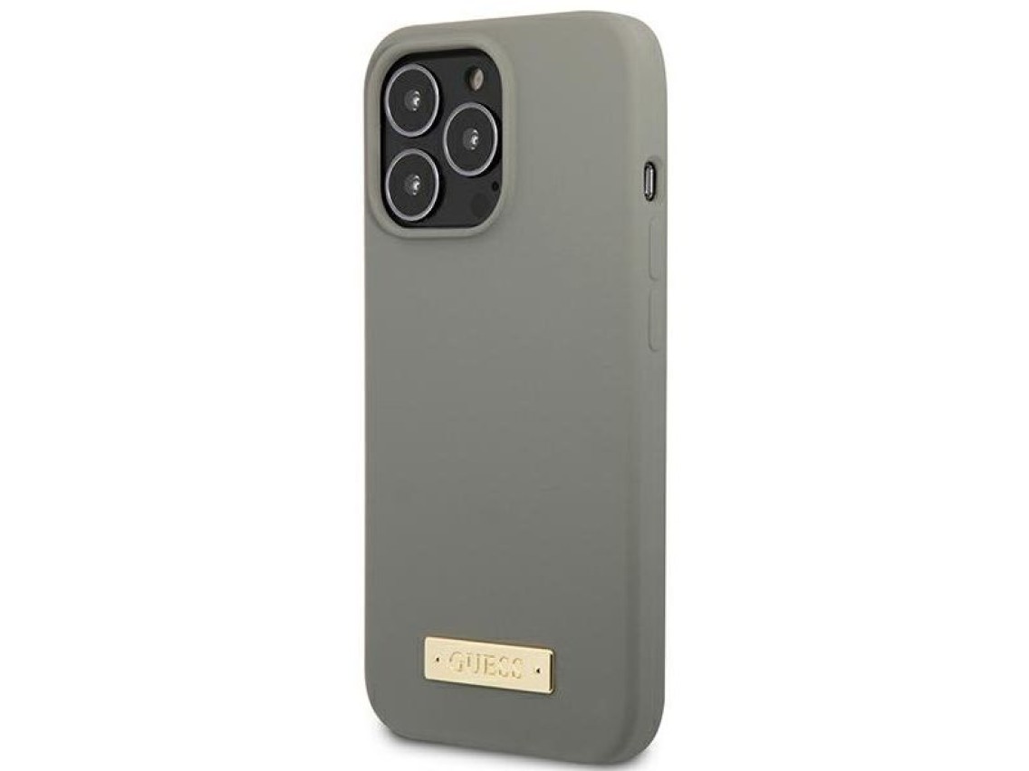 Guess GUHMP13XSPLG iPhone 13 Pro Max 6.7" grey/grey hard case Silicone Logo Plate MagSafe