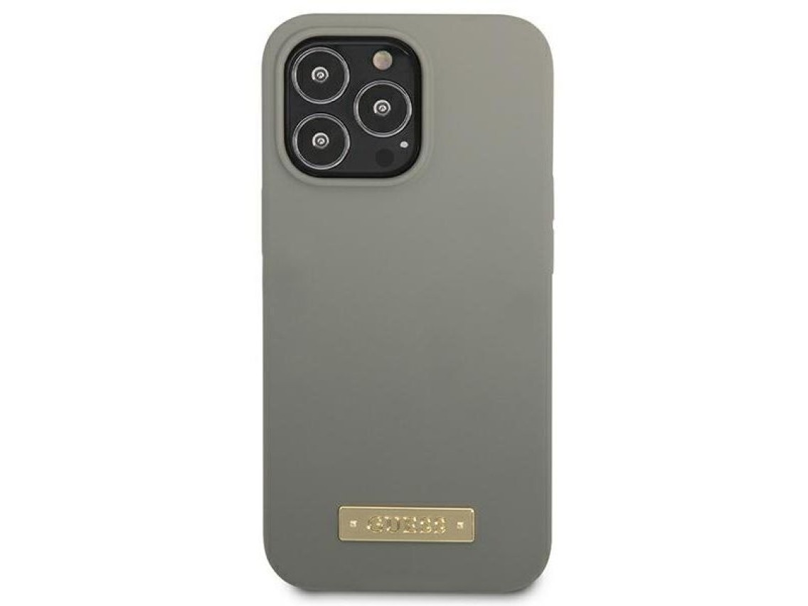 Guess GUHMP13XSPLG iPhone 13 Pro Max 6.7" grey/grey hard case Silicone Logo Plate MagSafe