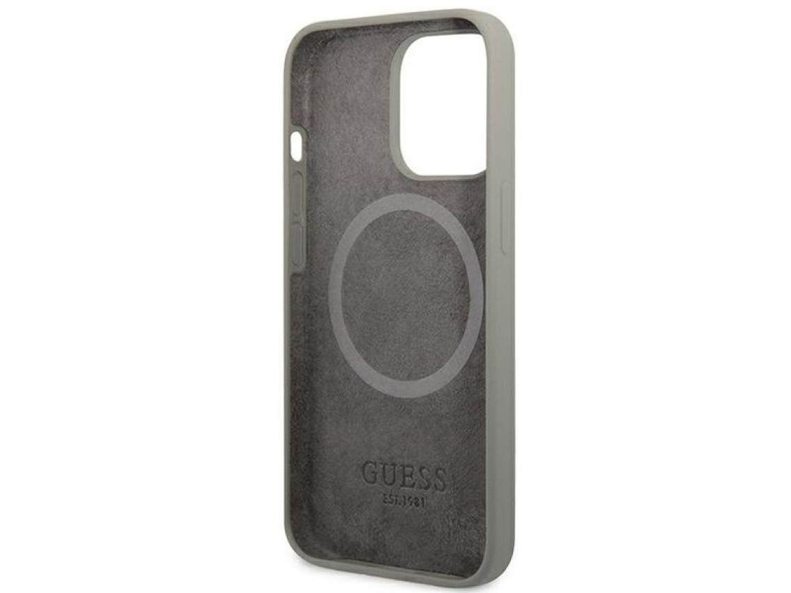 Guess GUHMP13XSPLG iPhone 13 Pro Max 6.7" grey/grey hard case Silicone Logo Plate MagSafe