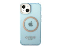 Guess Gold Outline Translucent MagSafe case for iPhone 13 - blue Guess Gold Outline Translucent MagSafe case for iPhone 13 - blue