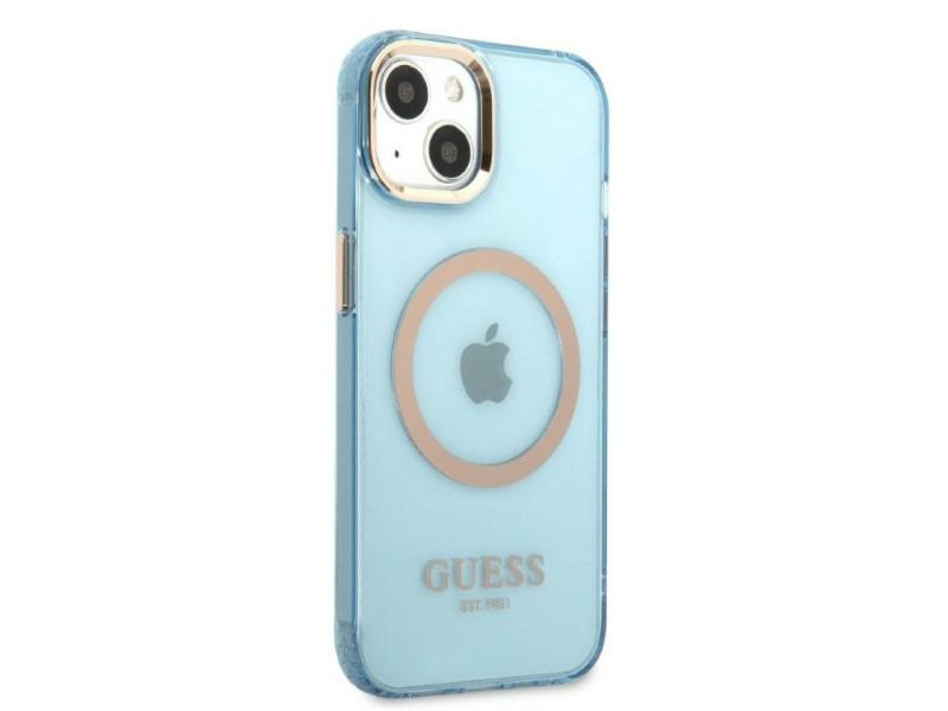 Guess Gold Outline Translucent MagSafe case for iPhone 13 - blue