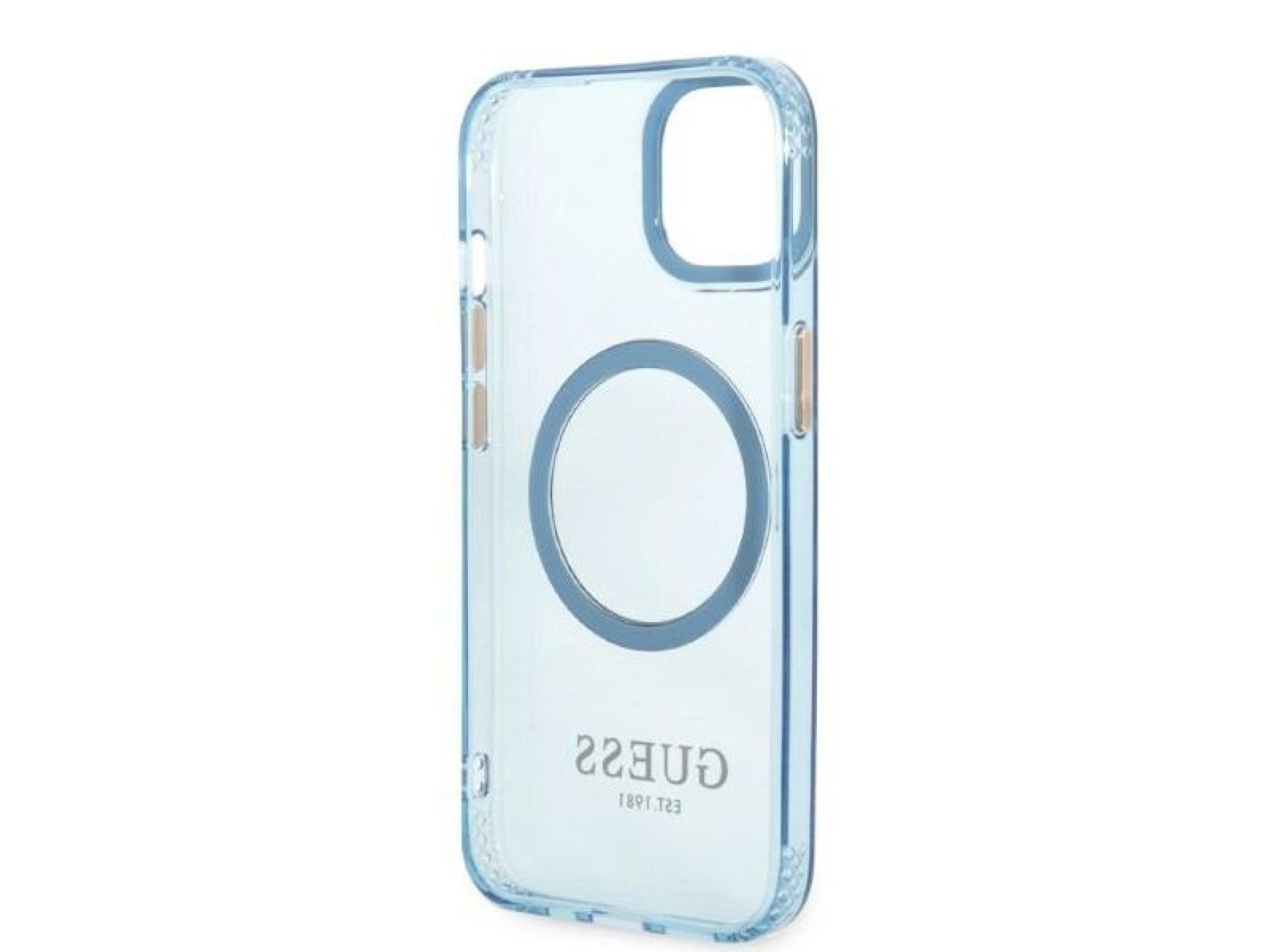 Guess Gold Outline Translucent MagSafe case for iPhone 13 - blue