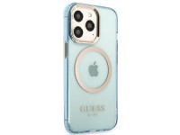 Funda translúcida Guess Gold Outline MagSafe para iPhone 13 Pro / iPhone 13 - azul Funda translúcida Guess Gold Outline MagSafe para iPhone 13 Pro / iPhone 13 - azul