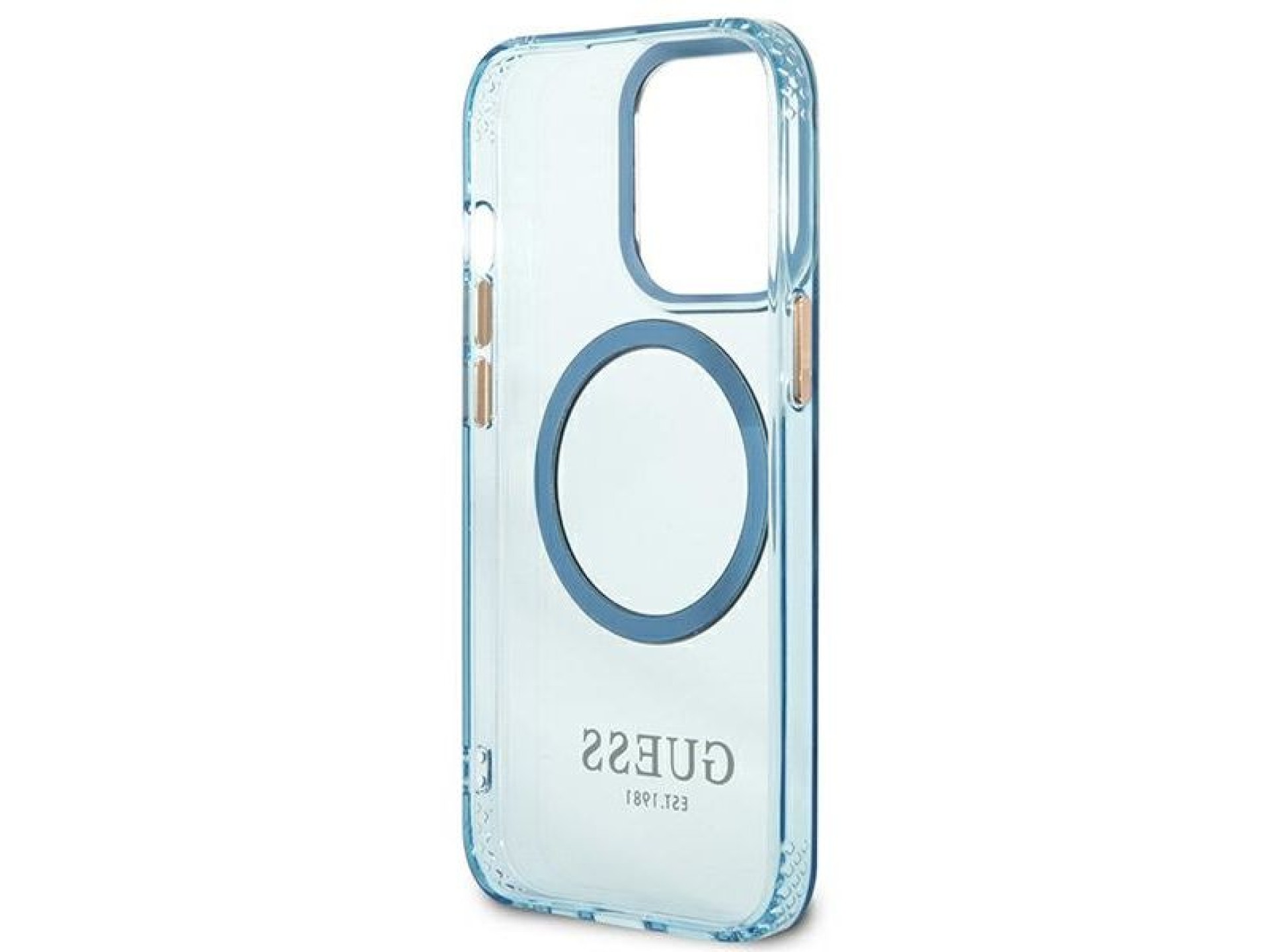 Funda translúcida Guess Gold Outline MagSafe para iPhone 13 Pro / iPhone 13 - azul