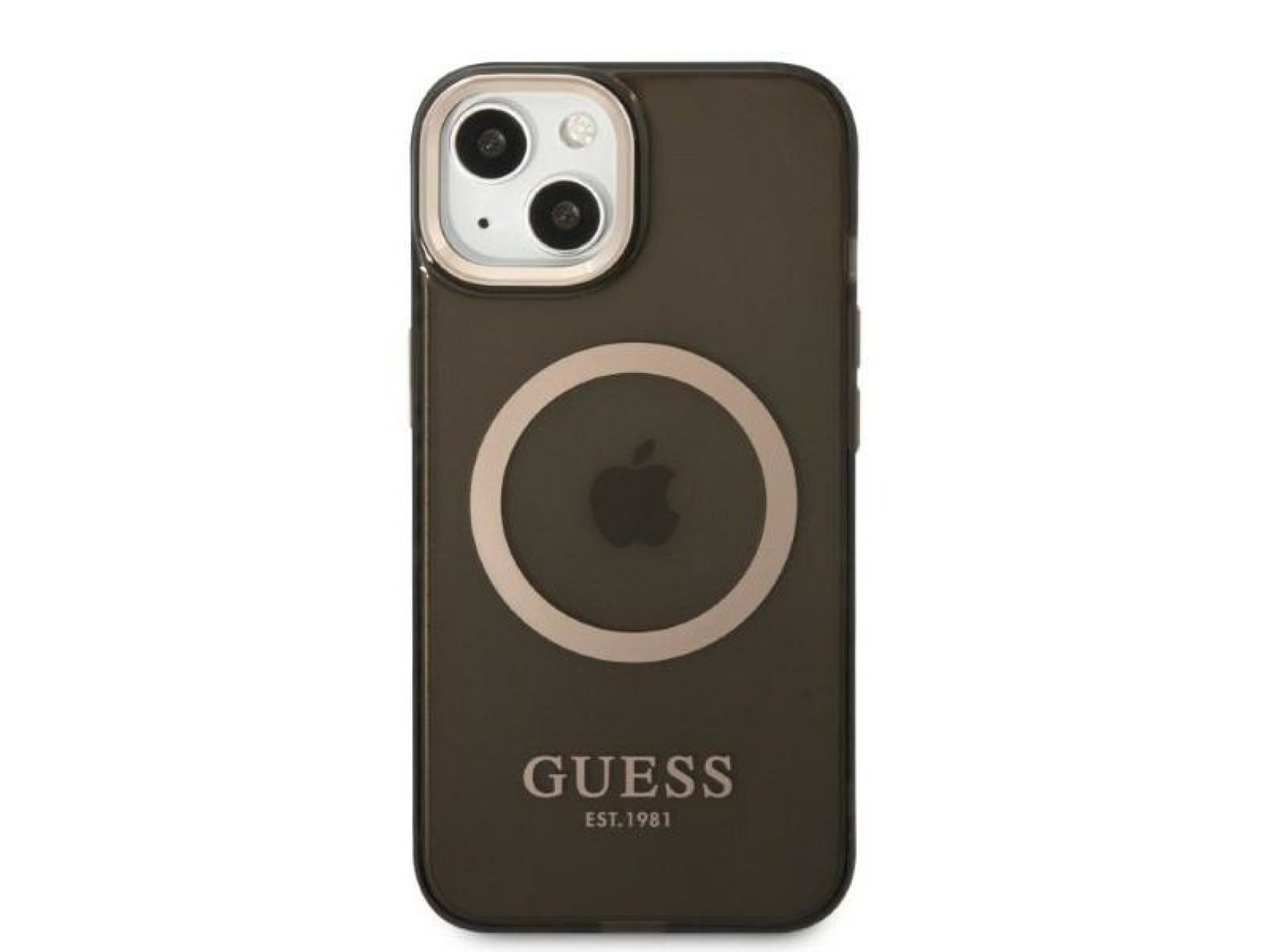 Capa Guess Gold Outline Translucent MagSafe para iPhone 13 - preta