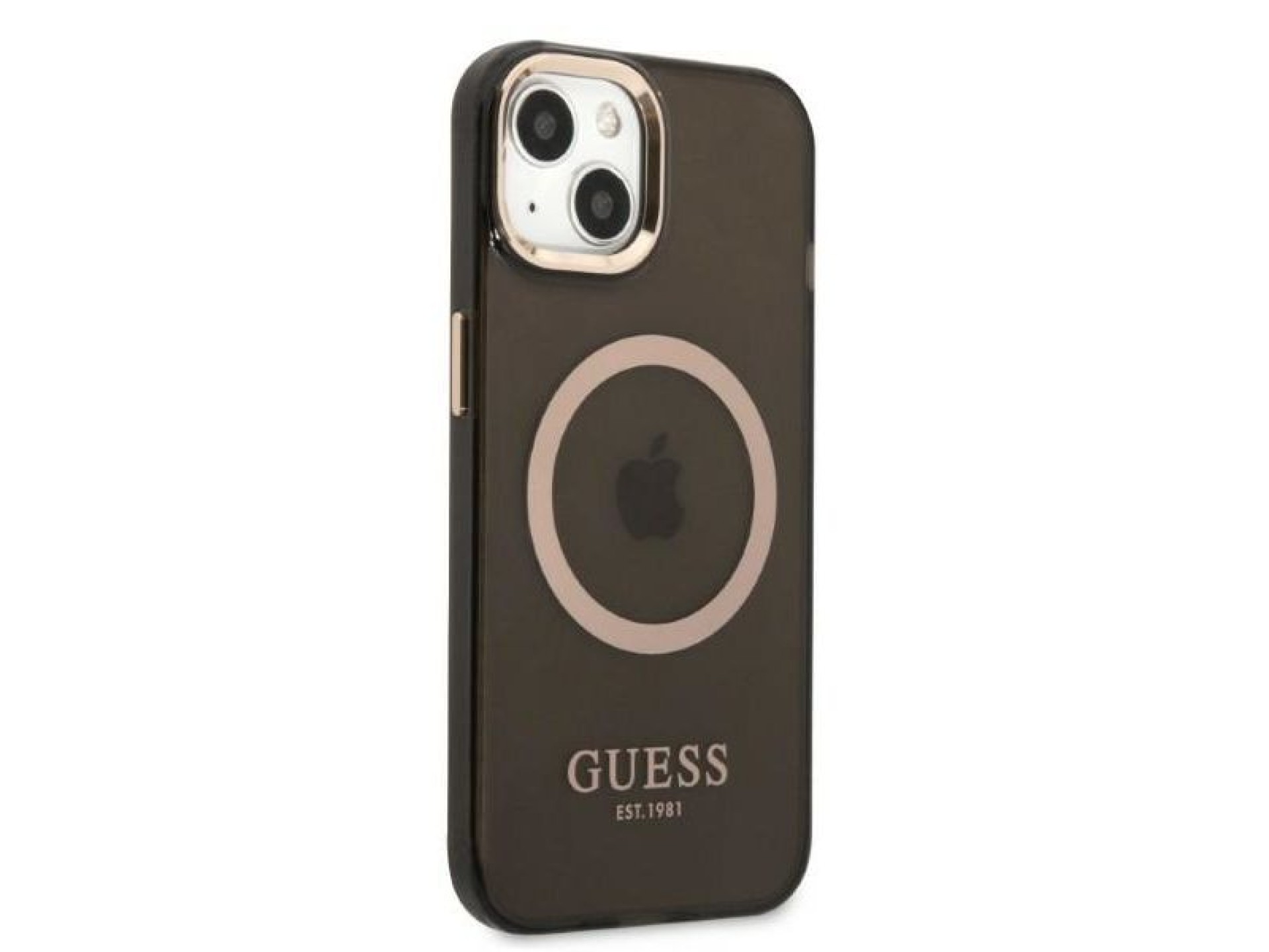Capa Guess Gold Outline Translucent MagSafe para iPhone 13 - preta