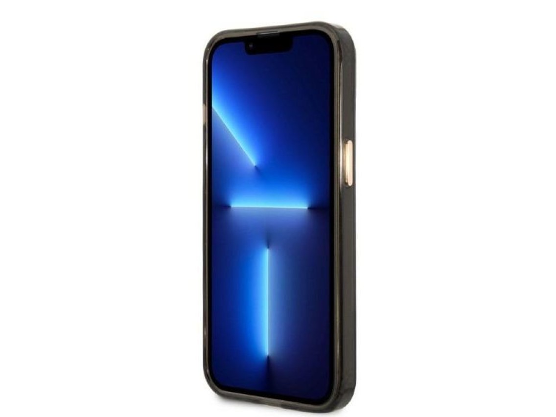 Capa Guess Gold Outline Translucent MagSafe para iPhone 13 - preta