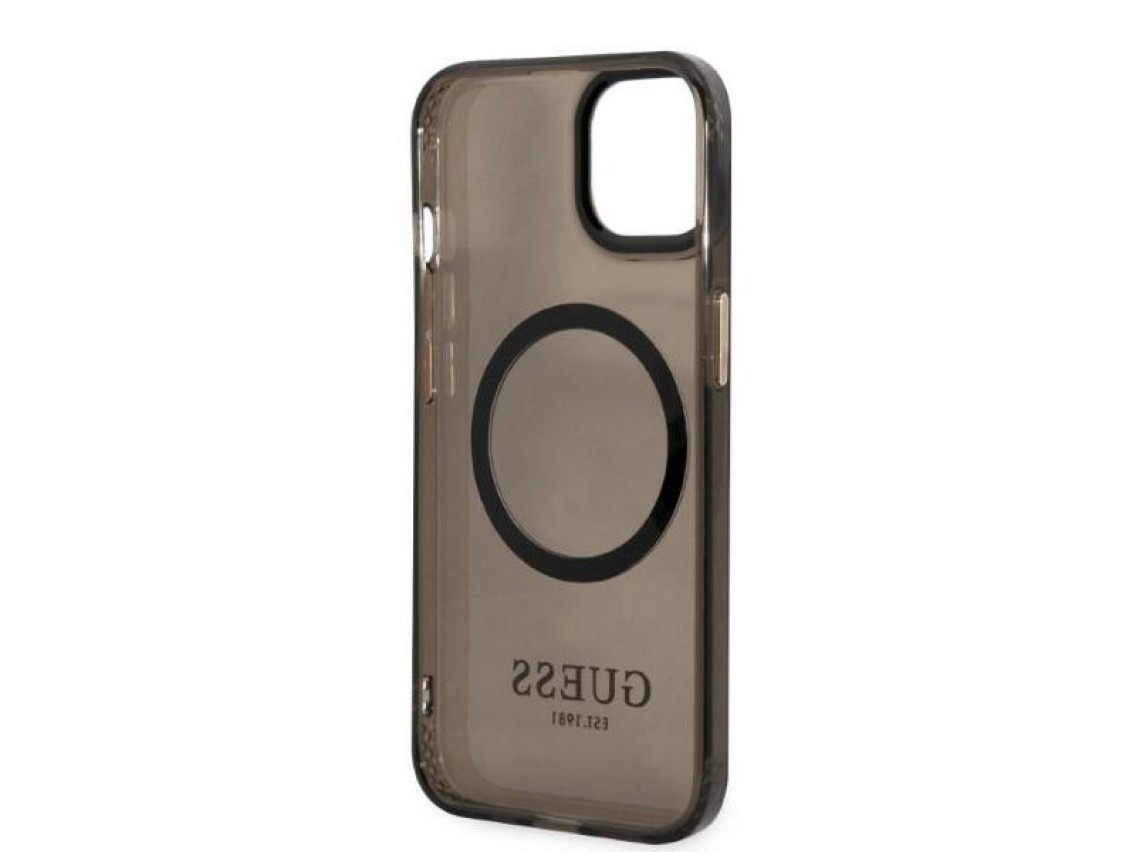 Capa Guess Gold Outline Translucent MagSafe para iPhone 13 - preta
