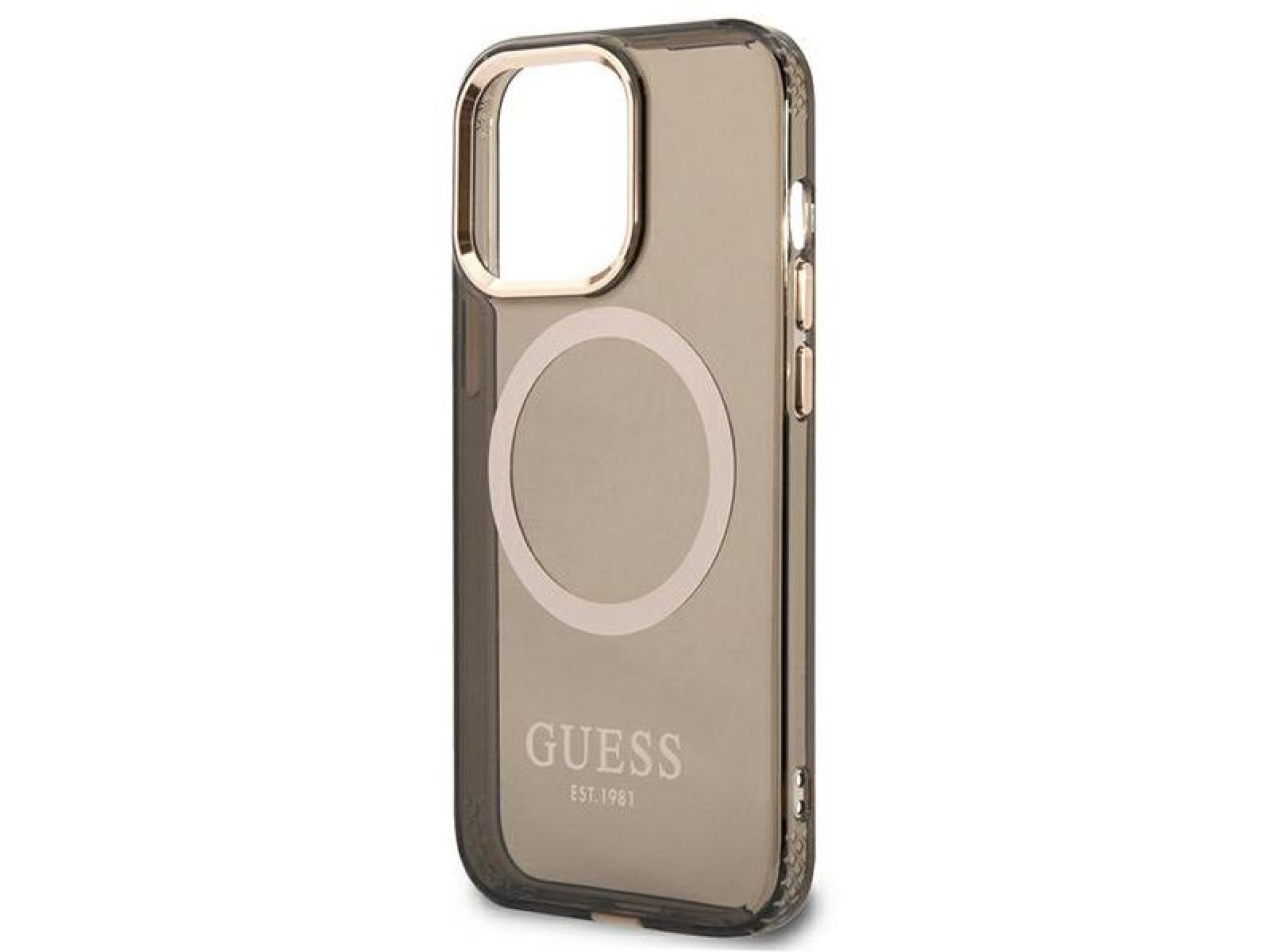 Guess Gold Outline Translucent MagSafe Case for iPhone 13 Pro / iPhone 13 - Black