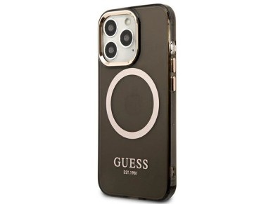 Funda translúcida Guess Gold Outline MagSafe para iPhone 13 Pro Max - negra Funda translúcida Guess Gold Outline MagSafe para iPhone 13 Pro Max - negra