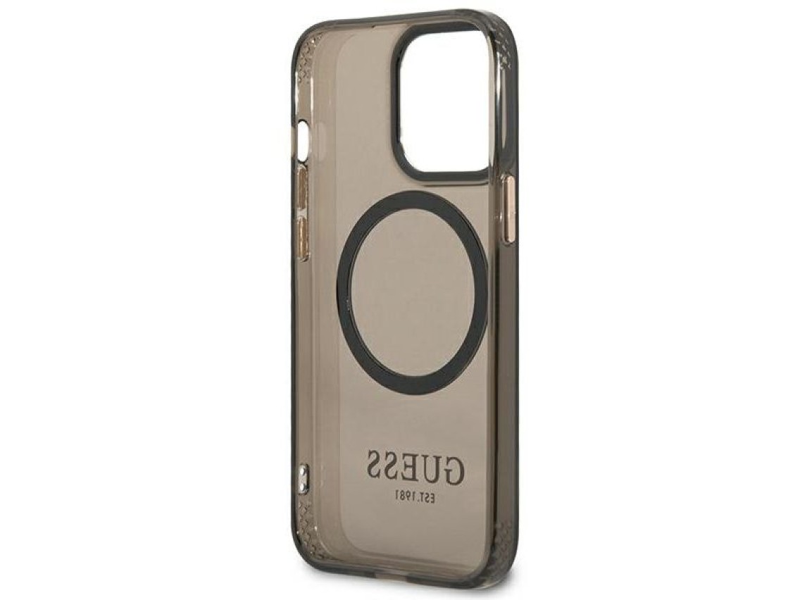 Funda translúcida Guess Gold Outline MagSafe para iPhone 13 Pro Max - negra