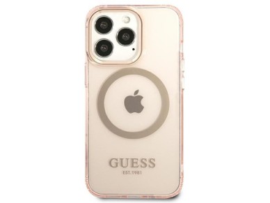 Guess GUHMP13LHTCMP iPhone 13 Pro / 13 6.1" pink/pink hard case Gold Outline Translucent MagSafe Guess GUHMP13LHTCMP iPhone 13 Pro / 13 6.1" pink/pink hard case Gold Outline Translucent MagSafe