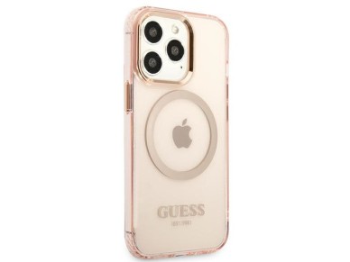 Guess GUHMP13LHTCMP iPhone 13 Pro / 13 6.1" pink/pink hard case Gold Outline Translucent MagSafe Guess GUHMP13LHTCMP iPhone 13 Pro / 13 6.1" pink/pink hard case Gold Outline Translucent MagSafe