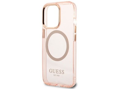Guess GUHMP13LHTCMP iPhone 13 Pro / 13 6.1" pink/pink hard case Gold Outline Translucent MagSafe Guess GUHMP13LHTCMP iPhone 13 Pro / 13 6.1" pink/pink hard case Gold Outline Translucent MagSafe