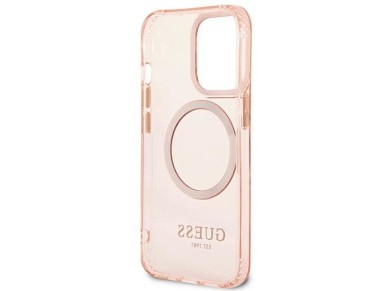 Guess GUHMP13LHTCMP iPhone 13 Pro / 13 6.1" pink/pink hard case Gold Outline Translucent MagSafe Guess GUHMP13LHTCMP iPhone 13 Pro / 13 6.1" pink/pink hard case Gold Outline Translucent MagSafe