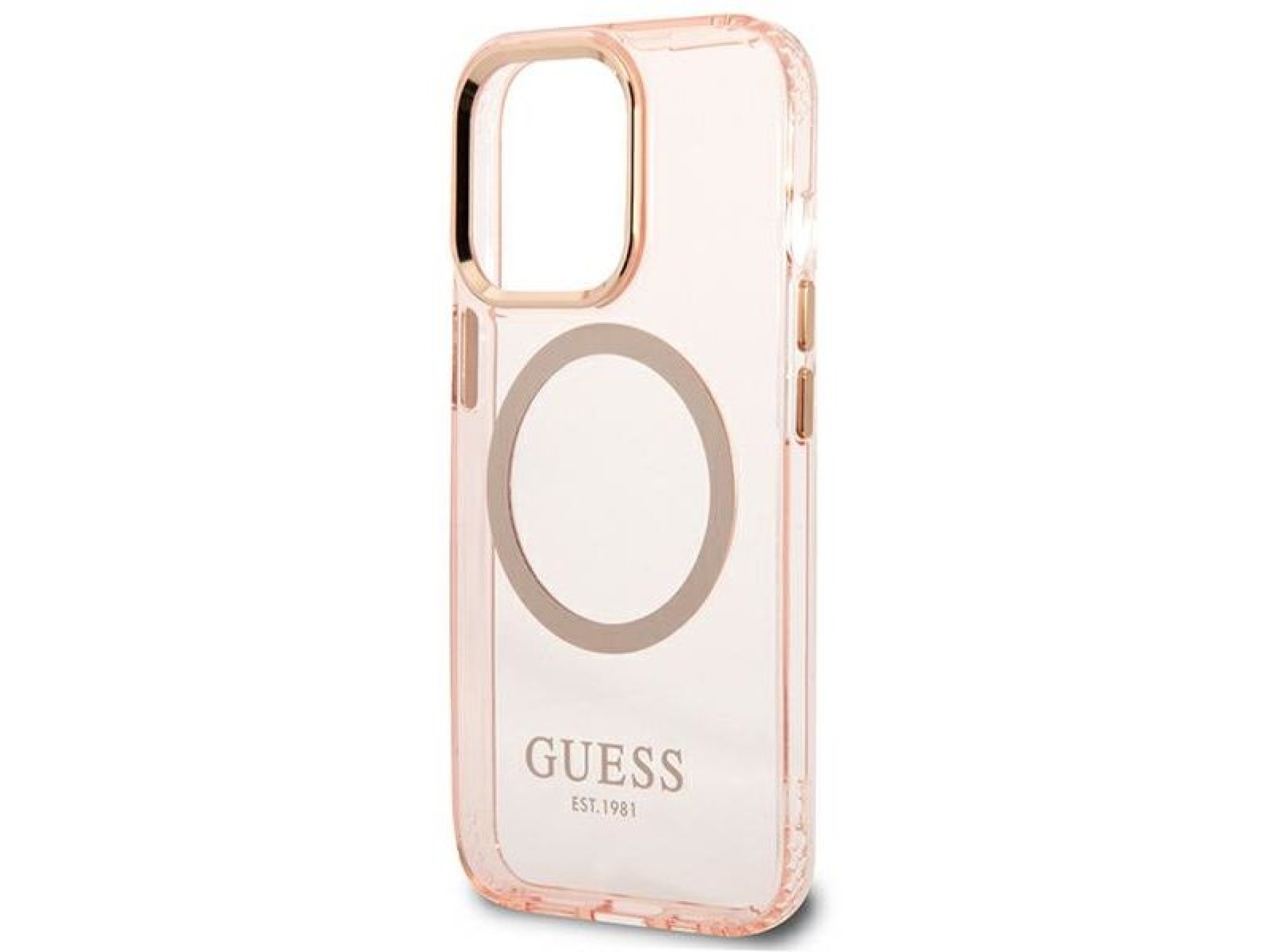 Capa Guess Gold Outline Translucent MagSafe para iPhone 13 Pro Max - rosa