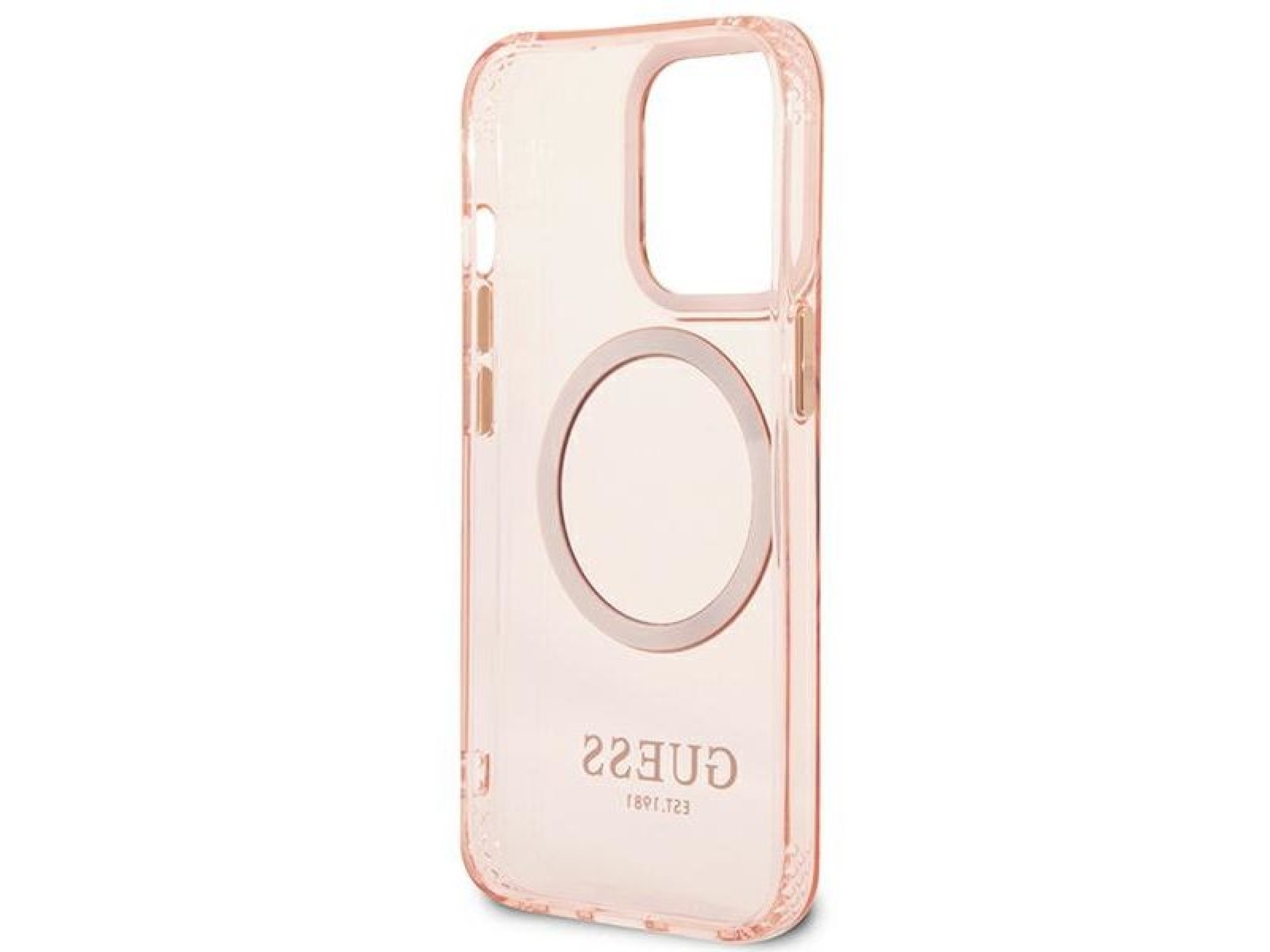 Capa Guess Gold Outline Translucent MagSafe para iPhone 13 Pro Max - rosa